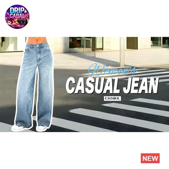 Vintage Y2K Wide Leg Jeans Distressed Mid Waist Denim Pants Baggy Fit